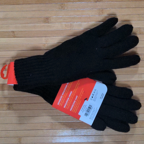 Mens Heat Lockers Black Knit Cable Thermal Lined Gloves Size Medium Large NEW - Picture 4 of 7